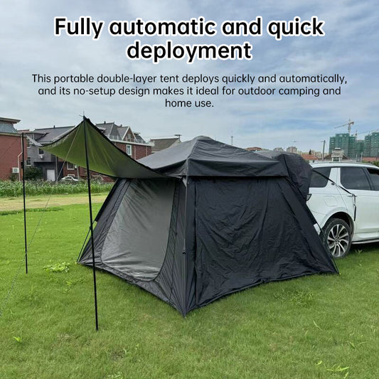 Outdoor Automatic Portable Tent – Fake Double-Layer, Quick Open & No-Setup for Camping, Beach, Car Tail