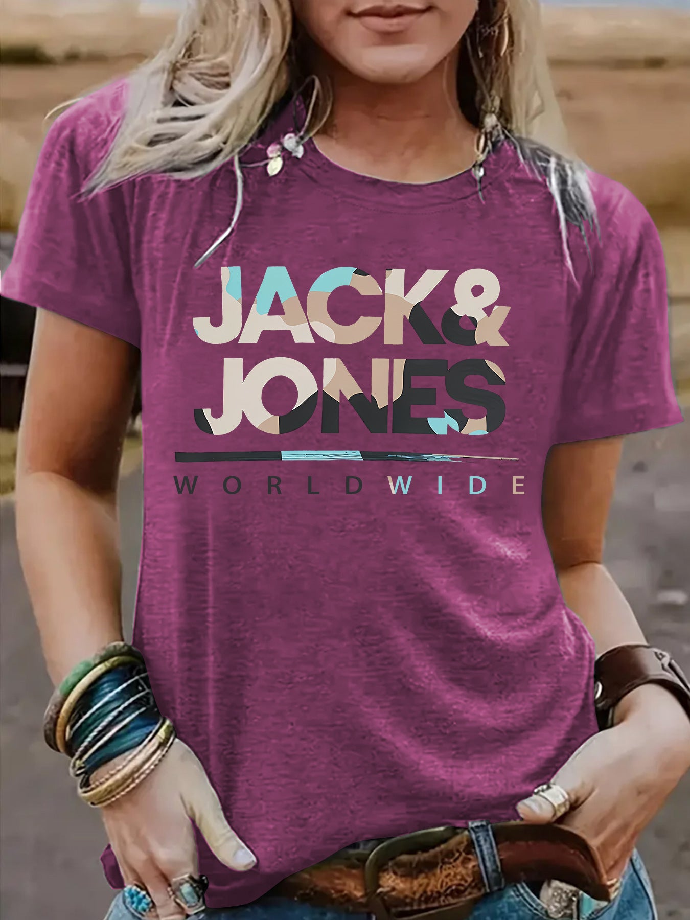 Short sleeved t-shirt for women JACK JONES round neck