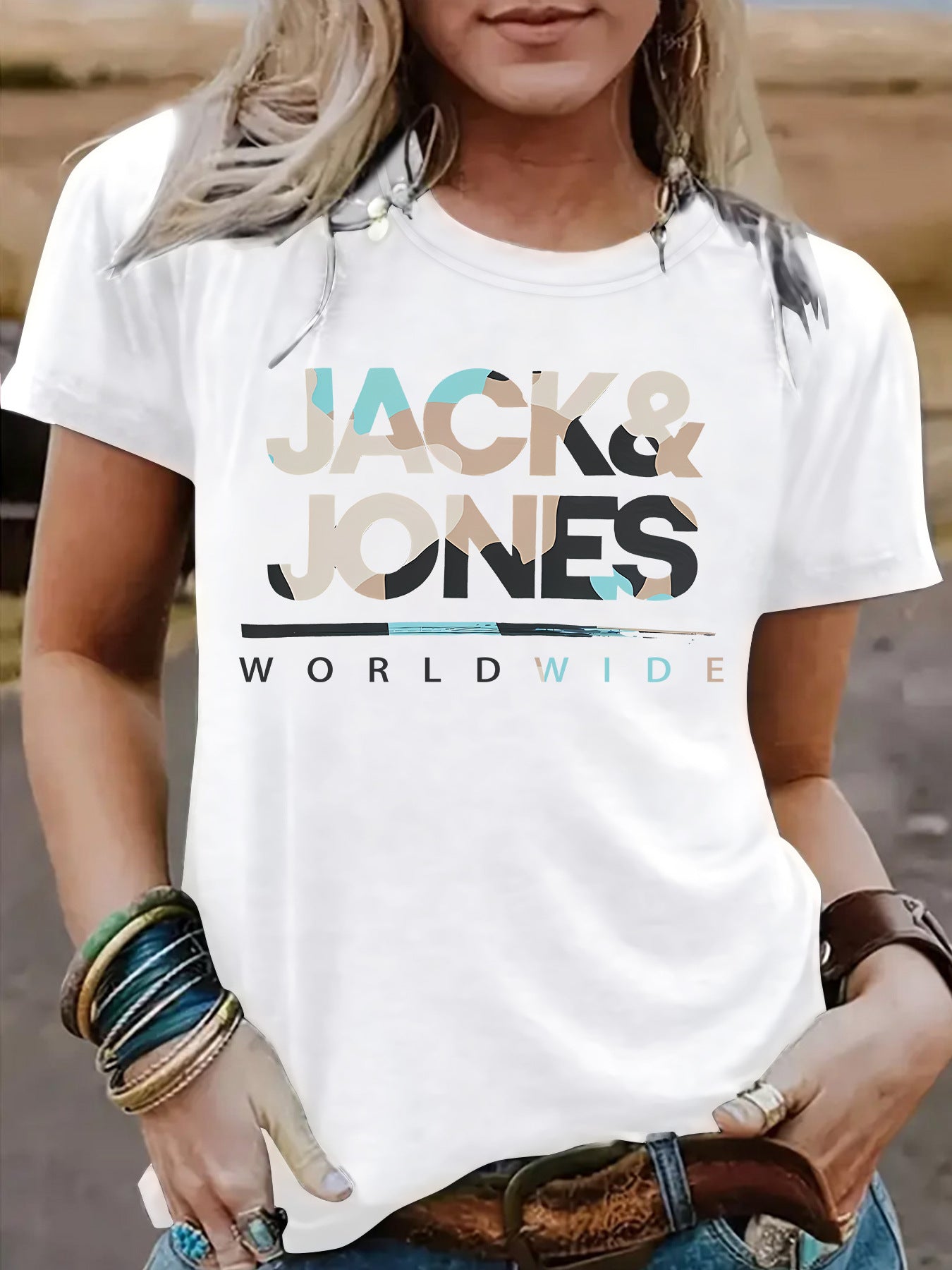 Short sleeved t-shirt for women JACK JONES round neck