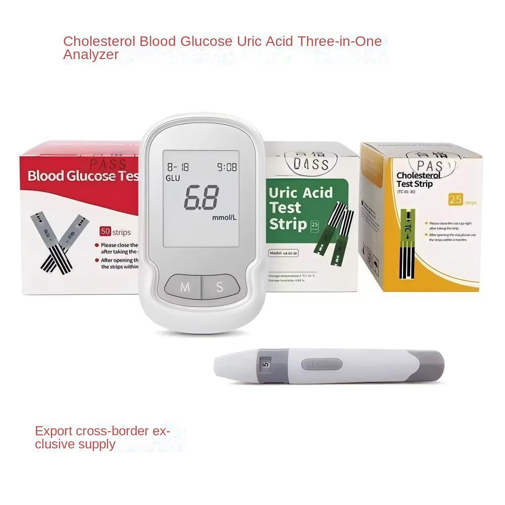 Total cholesterol analyzer uric acid detector household blood glucose tester three in one