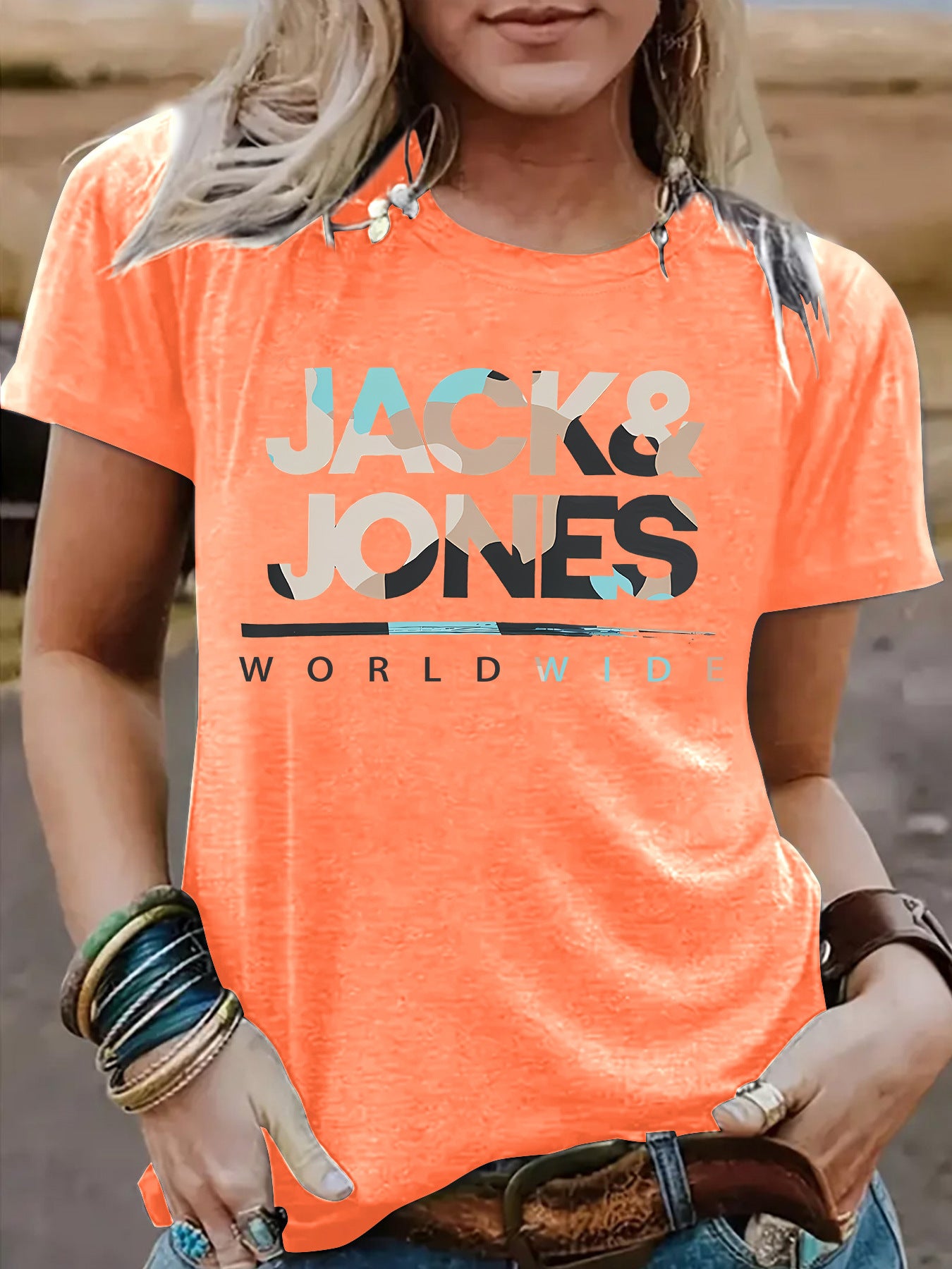 Short sleeved t-shirt for women JACK JONES round neck