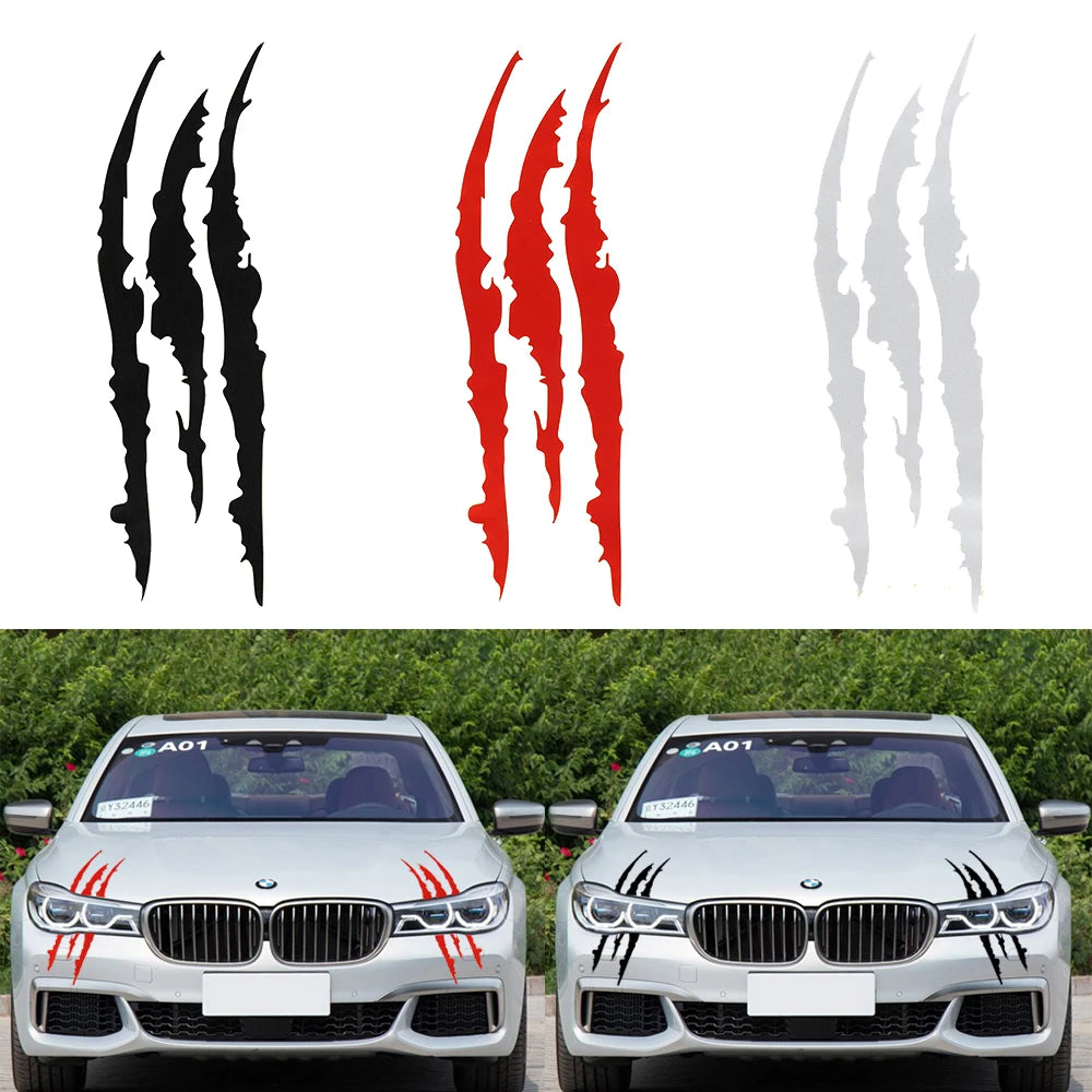 40cm*12cm Car Reflective Monster Sticker Black/White/Red Scratch Stripe Claw Marks Car Auto Headlight Vinyl Decal Car Styling
