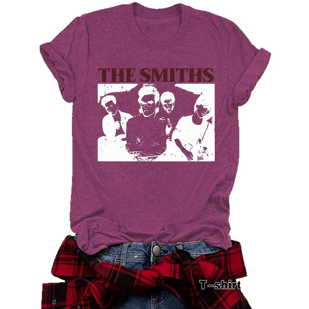 Short sleeved women's t-shirt with THE SMITHS pattern