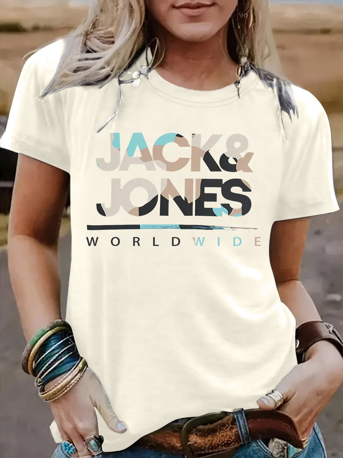 Short sleeved t-shirt for women JACK JONES round neck