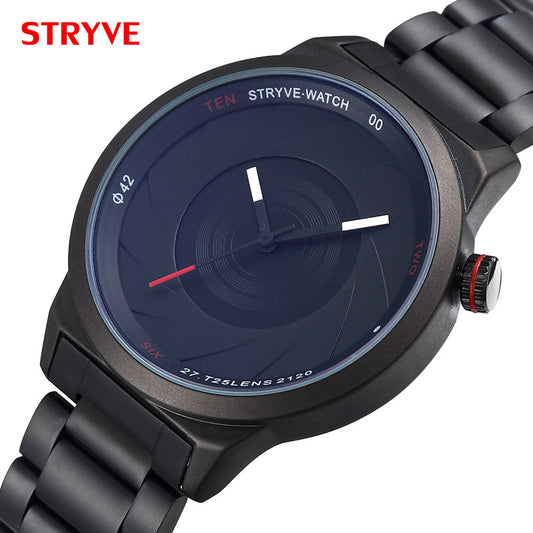 New Japanese Movement Men's Steel Strap Watch STRYVE Popular Stainless Steel Quartz Watch for Men