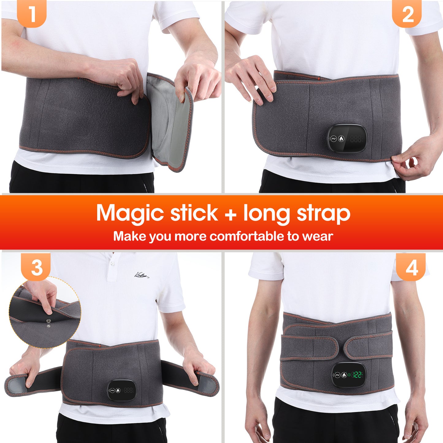 Rechargeable heating massage waist belt warm compress controller red light