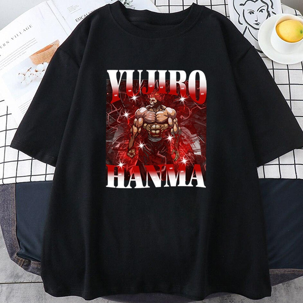 Fan Ma Cutting Teeth Short sleeved Women's Baki Hanma The Grappler tshirt