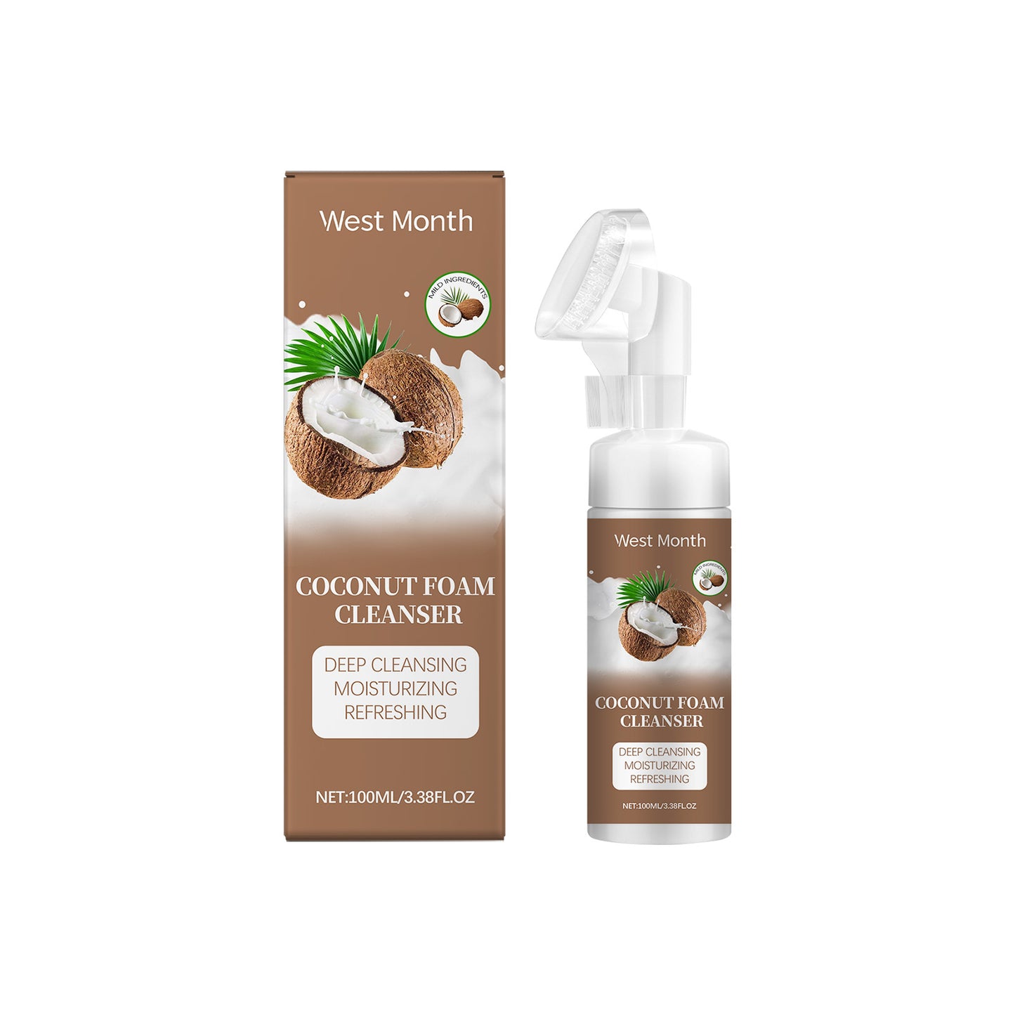 West&Month Coconut Foam Cleanser Gentle Pore Cleanser Refreshing Moist Cleanser