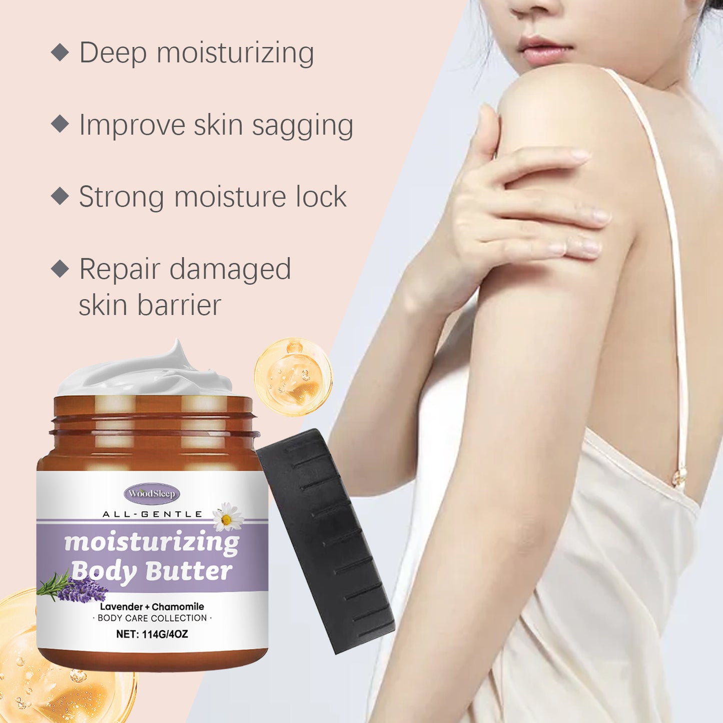 WoodSleep Lavender And Chamomile Body Butter Moisturizer Deeply Hydrates And Moisturizes All Over The Skin